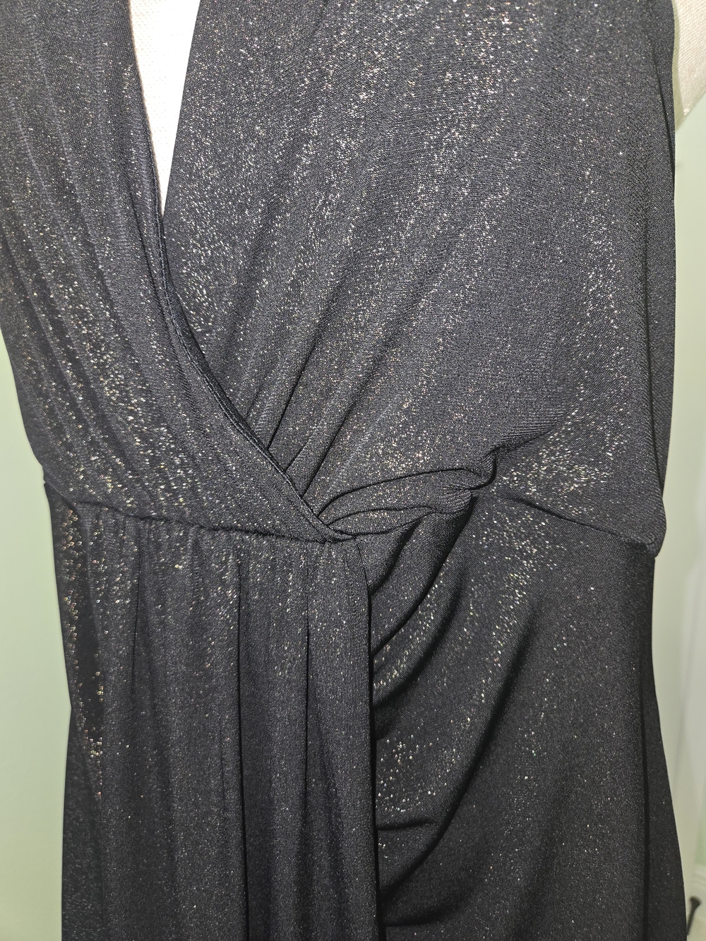 Patricia Field Y2K Black Gold Sparkle Tie Back Halter Midi Dress - Picture 5 of 13